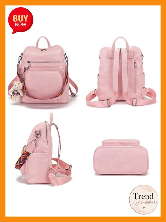PU Leather Fashion Backpack Purse Convertible Travel Shoulder Bag with Card Case main image 4